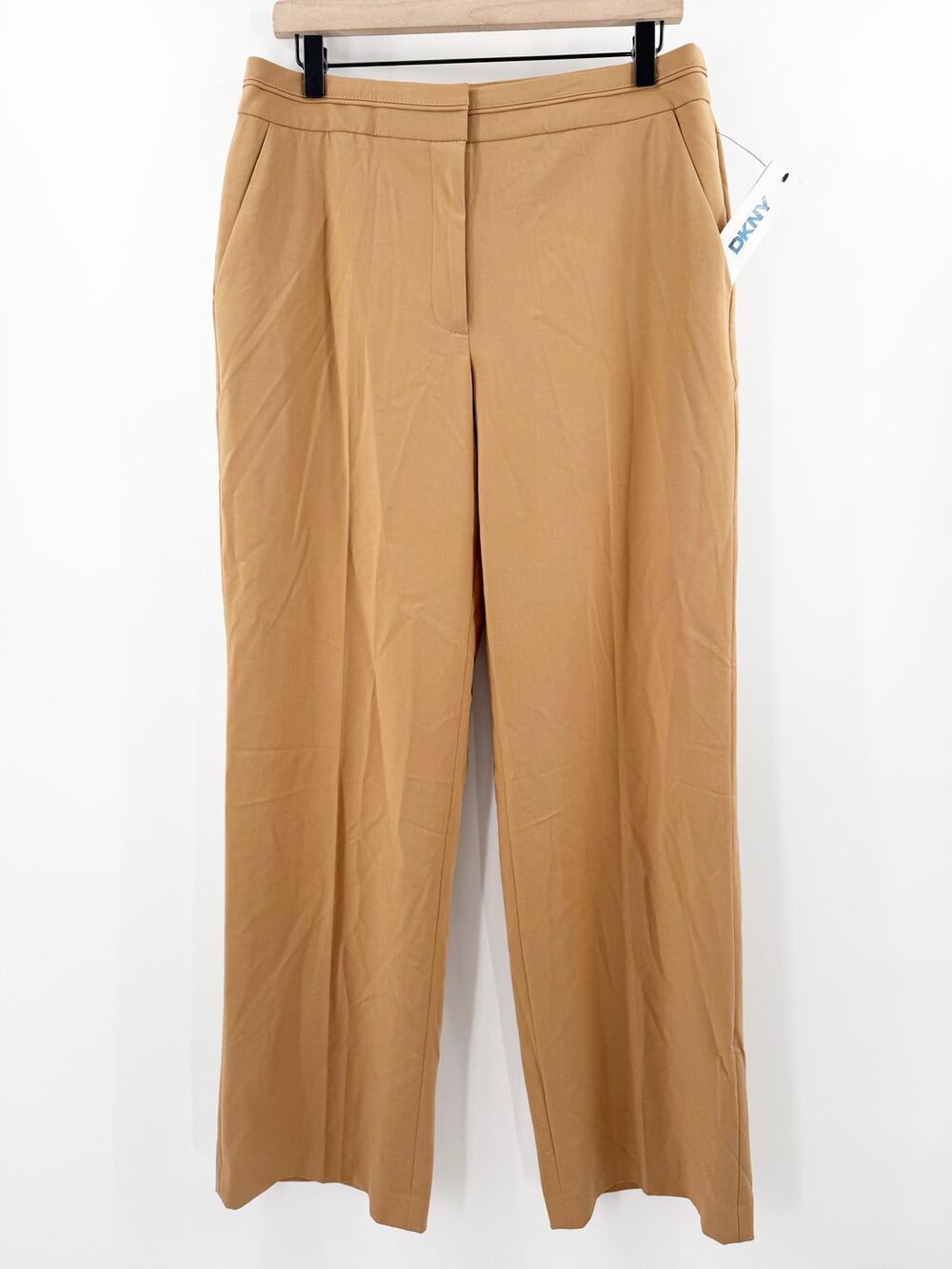 DKNY Pants Size 10 NWT Wide Leg Trousers Camel Stretch Office Work Business
